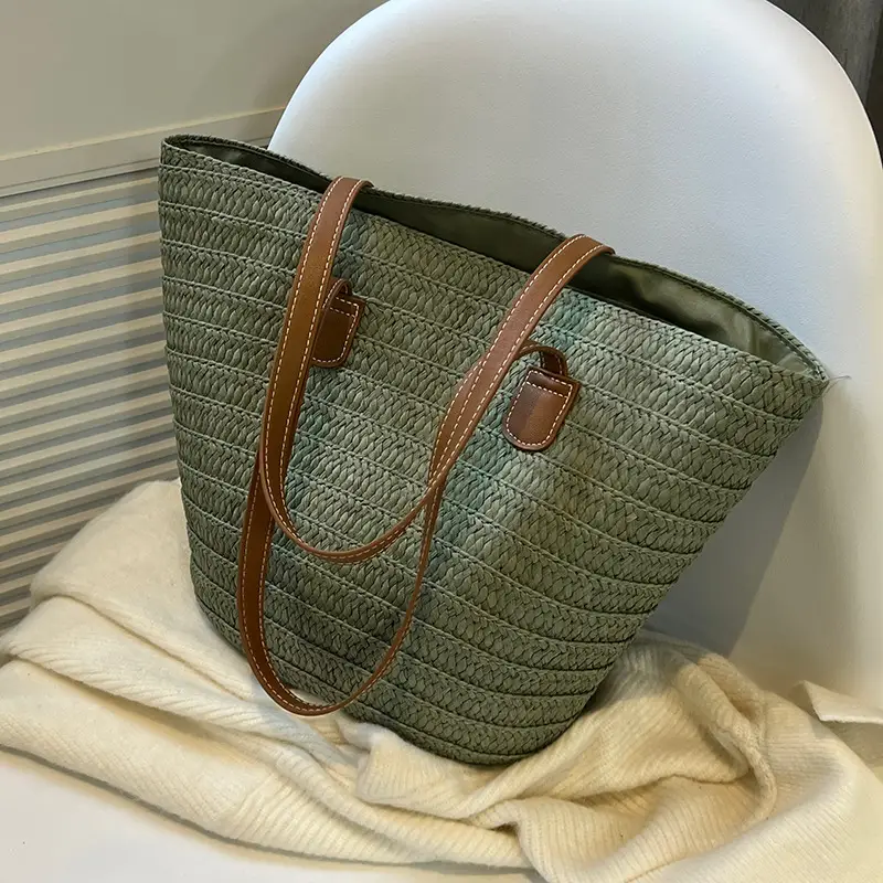 Women's Large Straw Woven Shoulder Bag Autumn Winter - Image 6