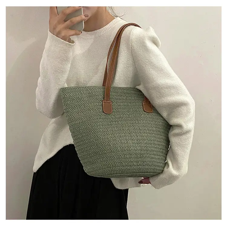 Women's Large Straw Woven Shoulder Bag Autumn Winter — feature 19