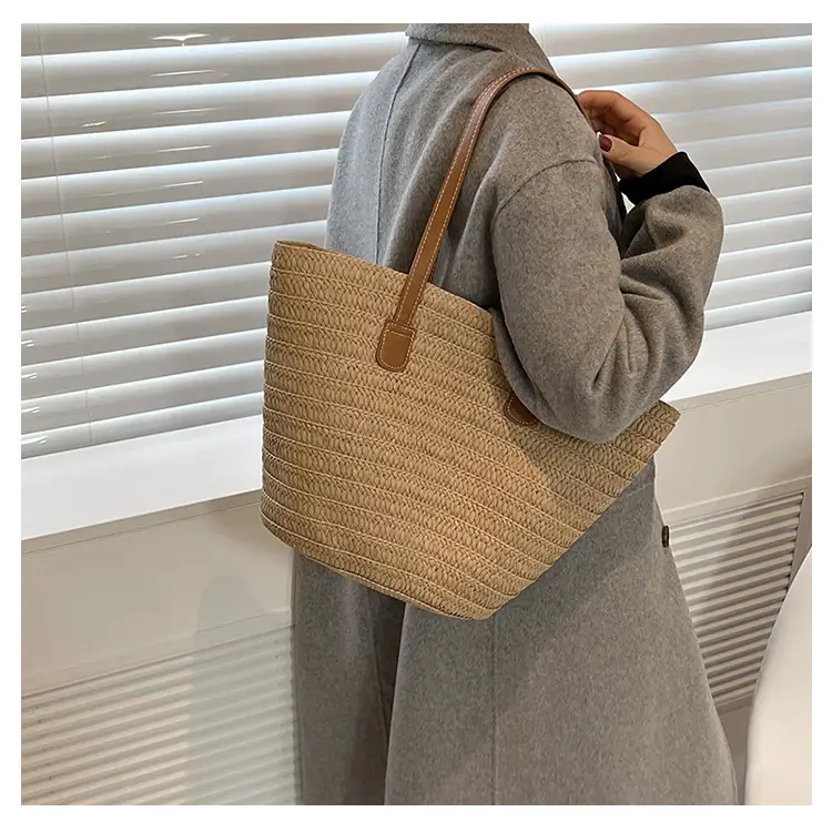 Women's Large Straw Woven Shoulder Bag Autumn Winter — feature 25