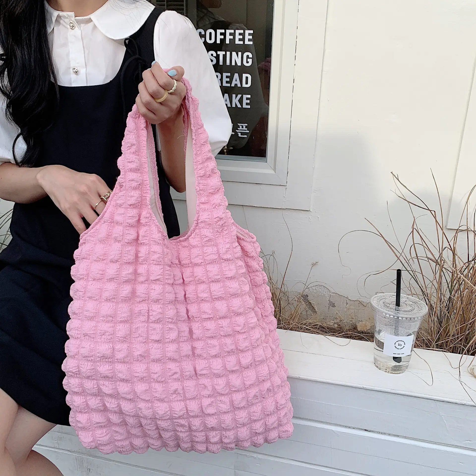 Women Bubble Fluffy Shoulder Bag Yellow - Image 3