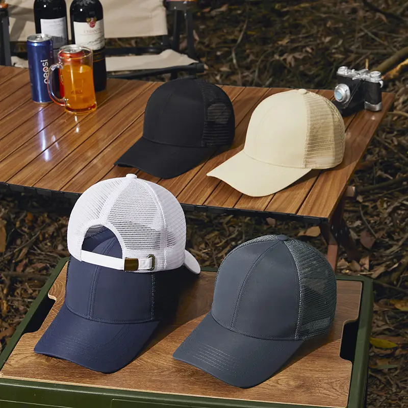 Men's Adjustable Mesh Cap White Blue Grey - Image 8