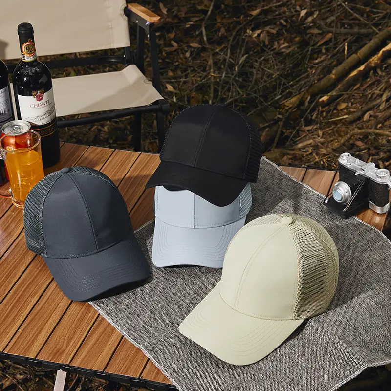 Men's Adjustable Mesh Cap White Blue Grey - Image 9