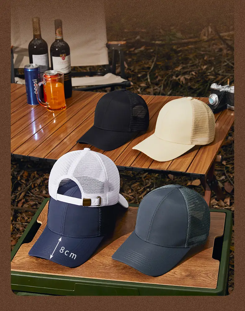 Men's Adjustable Mesh Cap White Blue Grey — feature 14