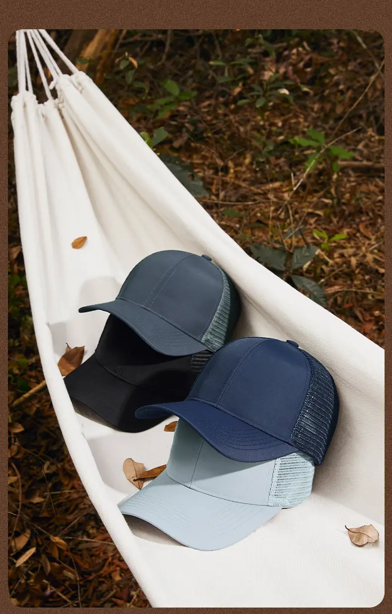 Men's Adjustable Mesh Cap White Blue Grey — feature 25