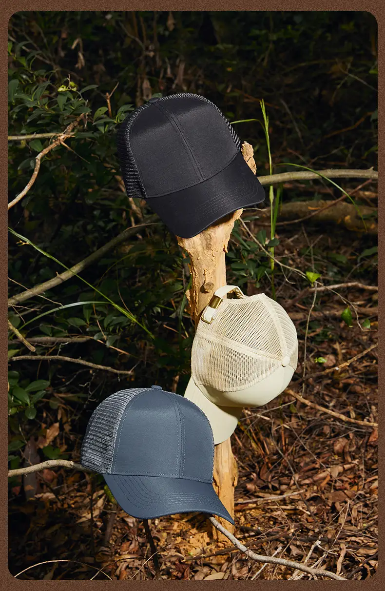 Men's Adjustable Mesh Cap White Blue Grey — feature 26