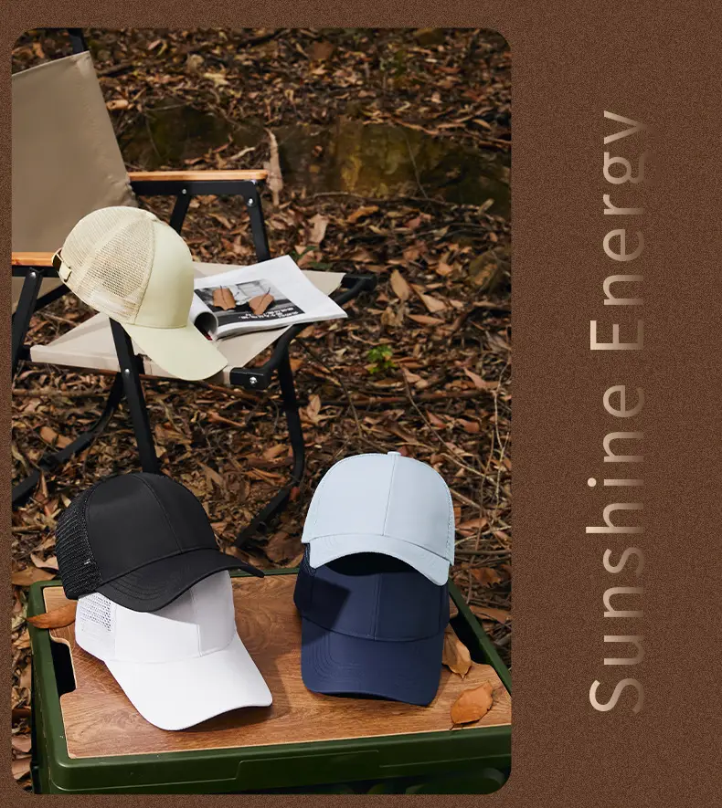 Men's Adjustable Mesh Cap White Blue Grey — feature 28