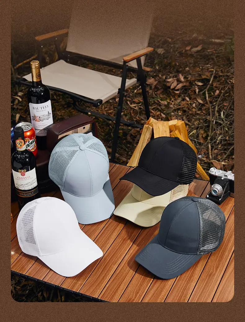 Men's Adjustable Mesh Cap White Blue Grey — feature 7