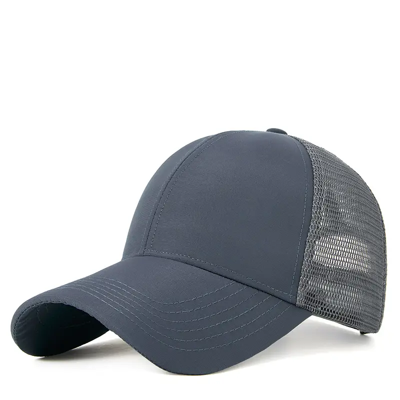 Men's Adjustable Mesh Cap White Blue Grey - Image 4