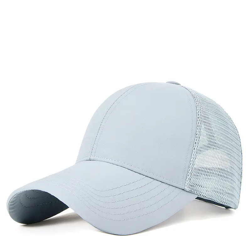 Men's Adjustable Mesh Cap White Blue Grey - Image 5