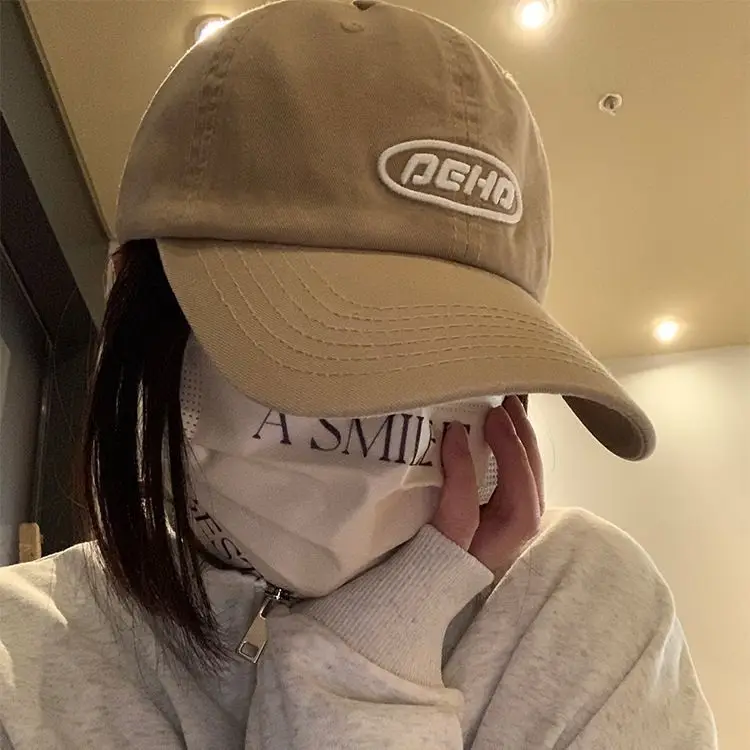 Women Black Embroidered Baseball Cap with Letter Design
