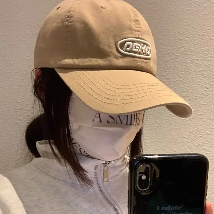 Women Black Embroidered Baseball Cap with Letter Design