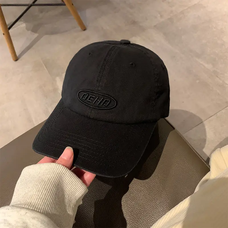 Women Black Embroidered Baseball Cap with Letter Design