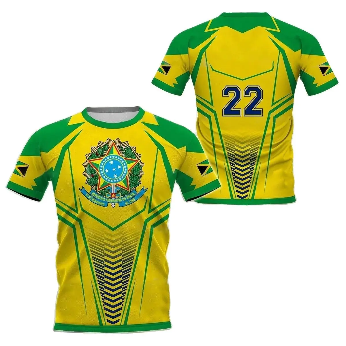 Brazil 2022 New National Football Short Sleeve Crewneck T-Shirt - Image 8