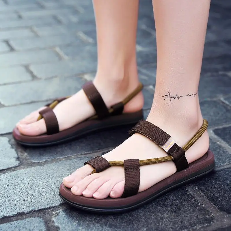 Men's Black Strap Flip Flops Summer Sandals