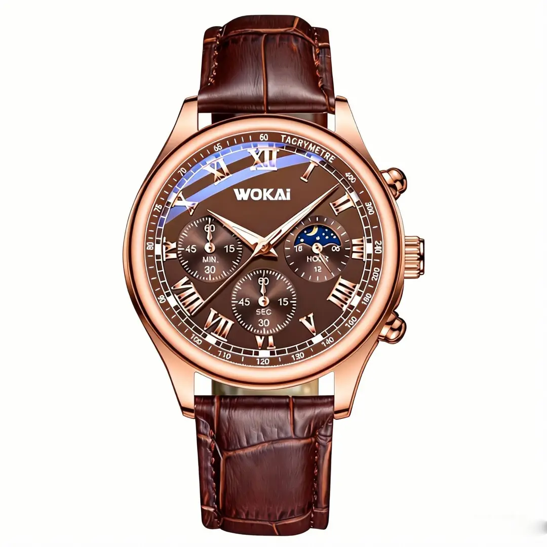 Cross-Border Foreign Trade New Model Wokai Business Watch Quartz Leather Strap Men's Watch Dropshipping