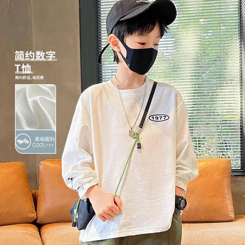 Boys Long Sleeve Green Cotton T-Shirt Spring Fall 2025 - Image 3