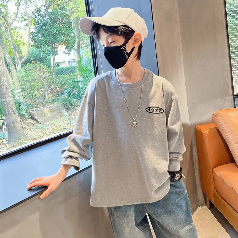 Boys Long Sleeve Green Cotton T-Shirt Spring Fall 2025 - Image 5