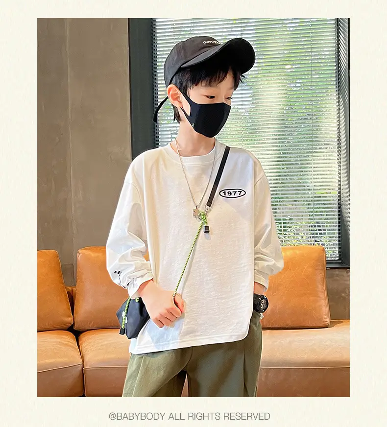 Boys Long Sleeve Green Cotton T-Shirt Spring Fall 2025 — feature 10