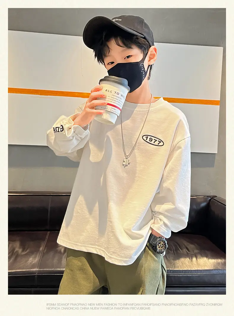 Boys Long Sleeve Green Cotton T-Shirt Spring Fall 2025 — feature 11