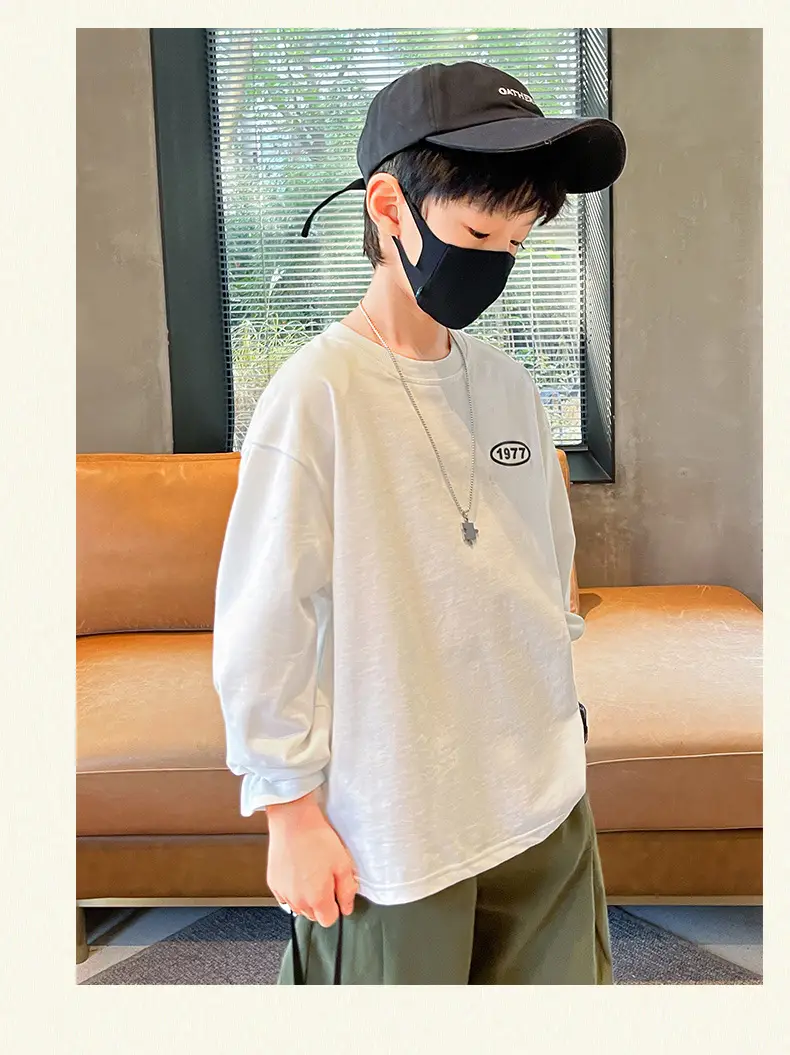 Boys Long Sleeve Green Cotton T-Shirt Spring Fall 2025 — feature 12
