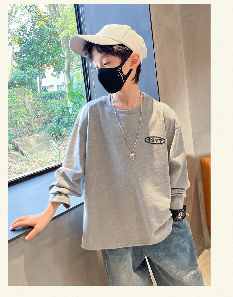 Boys Long Sleeve Green Cotton T-Shirt Spring Fall 2025 — feature 13