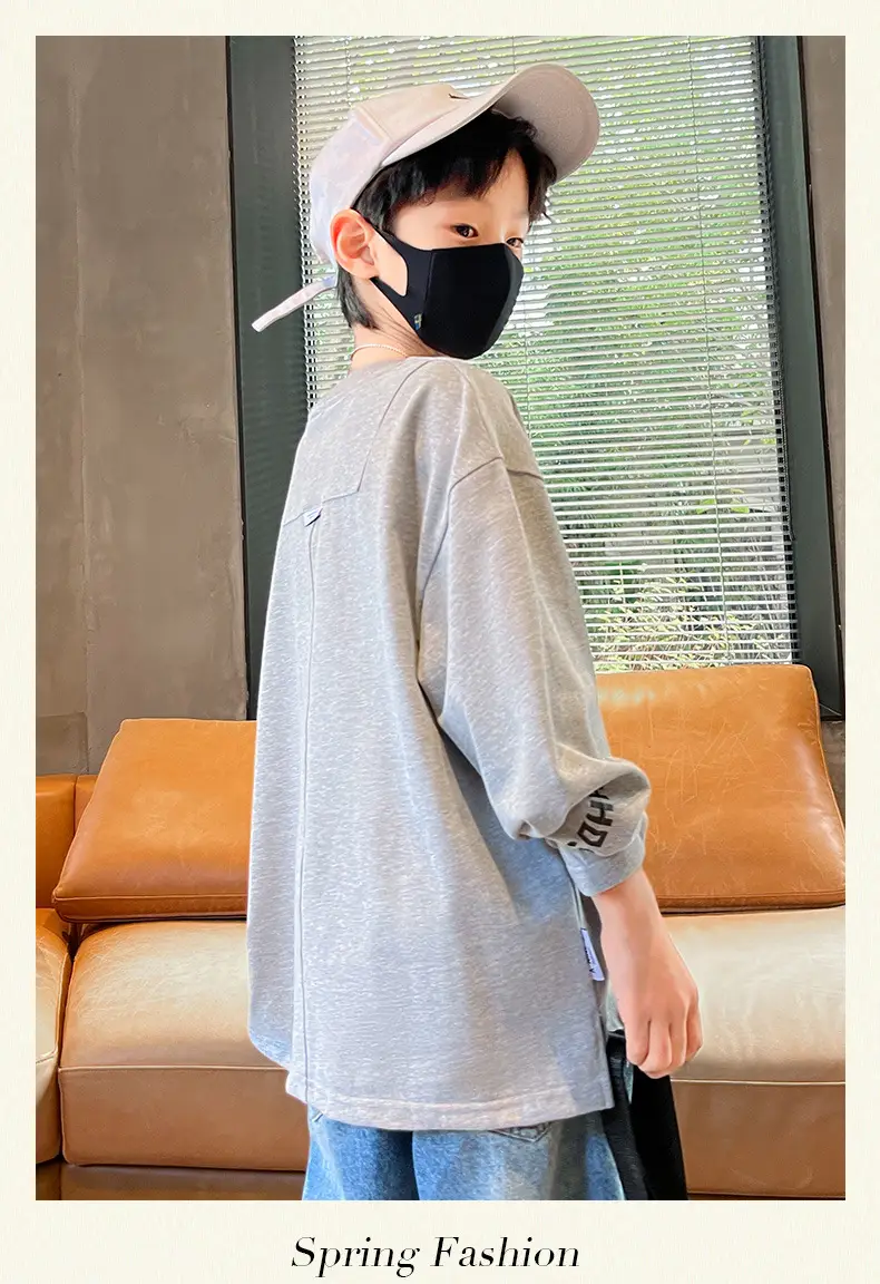 Boys Long Sleeve Green Cotton T-Shirt Spring Fall 2025 — feature 14