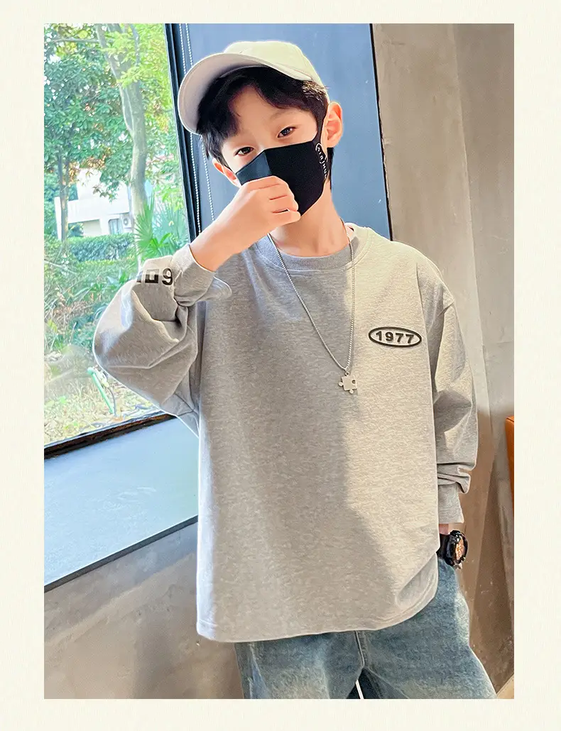 Boys Long Sleeve Green Cotton T-Shirt Spring Fall 2025 — feature 15
