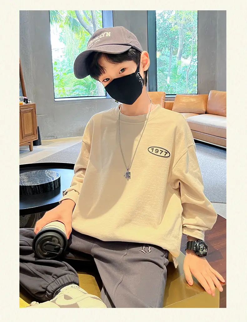 Boys Long Sleeve Green Cotton T-Shirt Spring Fall 2025 — feature 23