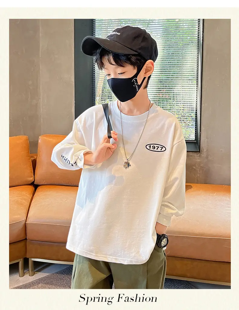 Boys Long Sleeve Green Cotton T-Shirt Spring Fall 2025 — feature 9