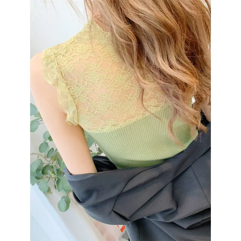 Black Lace Sleeveless Camisole Women Korean Style Slim Fit