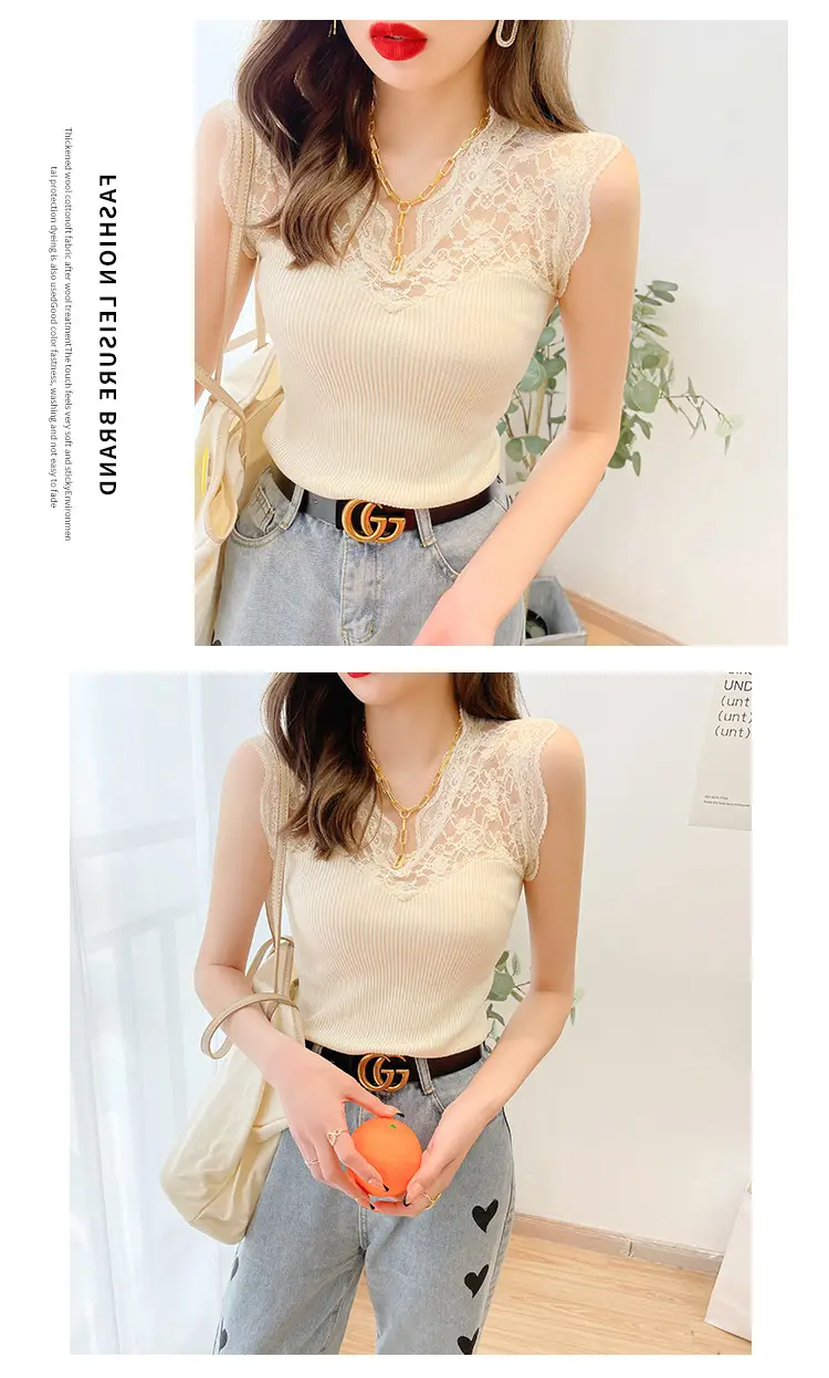Black Lace Sleeveless Camisole Women Korean Style Slim Fit — feature 11