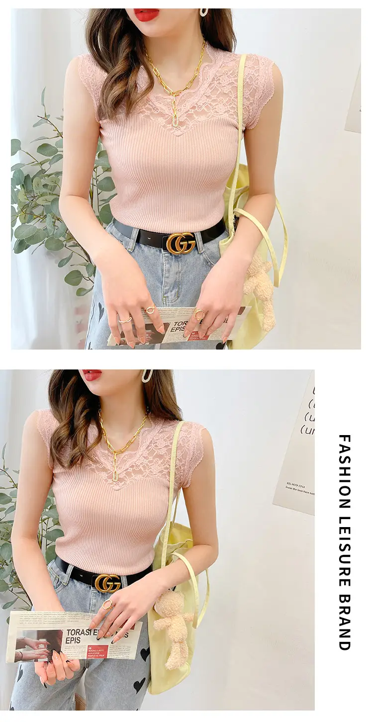 Black Lace Sleeveless Camisole Women Korean Style Slim Fit — feature 12