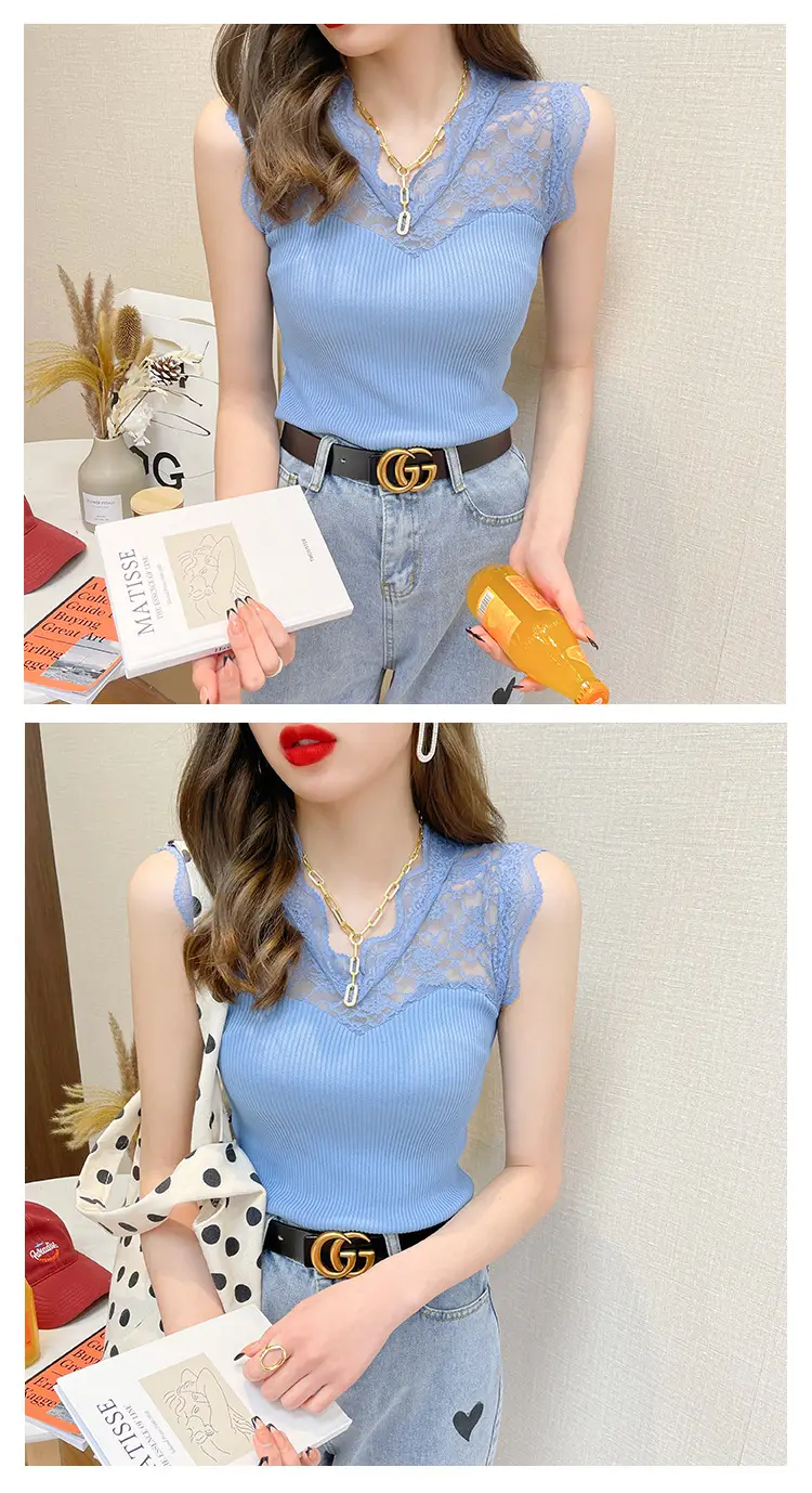 Black Lace Sleeveless Camisole Women Korean Style Slim Fit — feature 14