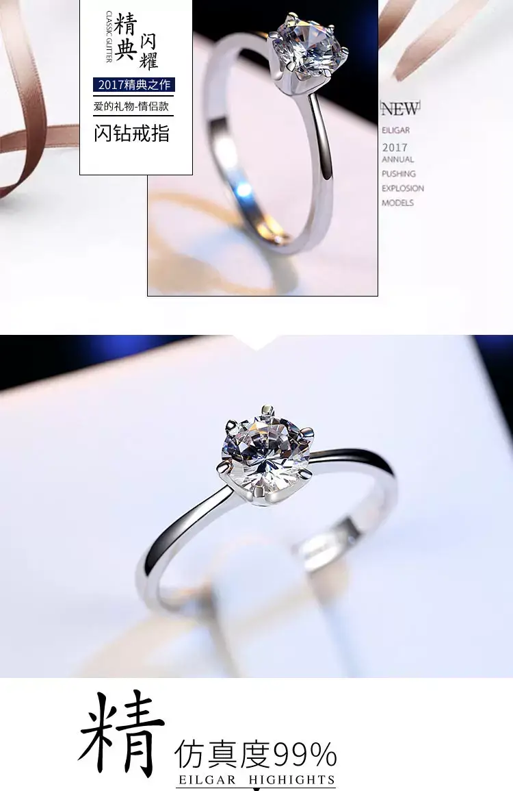 925 Sterling Silver Diamond Ring for Men Women Wedding Engagement — feature 4