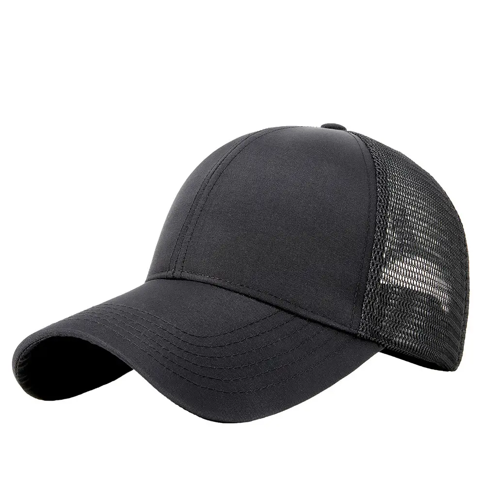 Men Black Mesh Peaked Cap Summer Cycling Sun Hat - Image 11