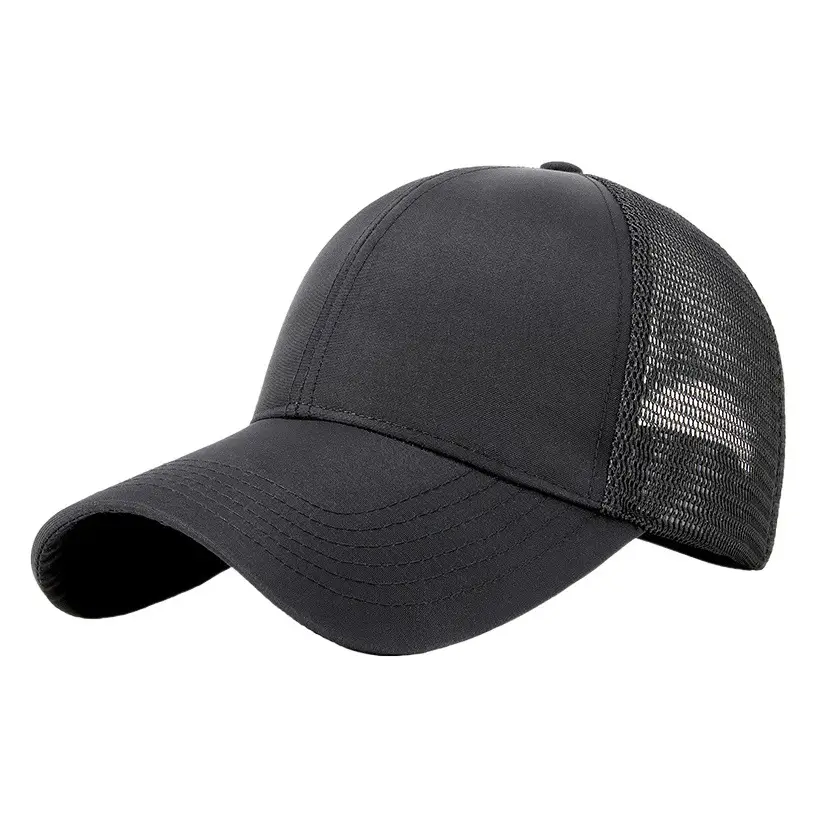Men Black Mesh Peaked Cap Summer Cycling Sun Hat