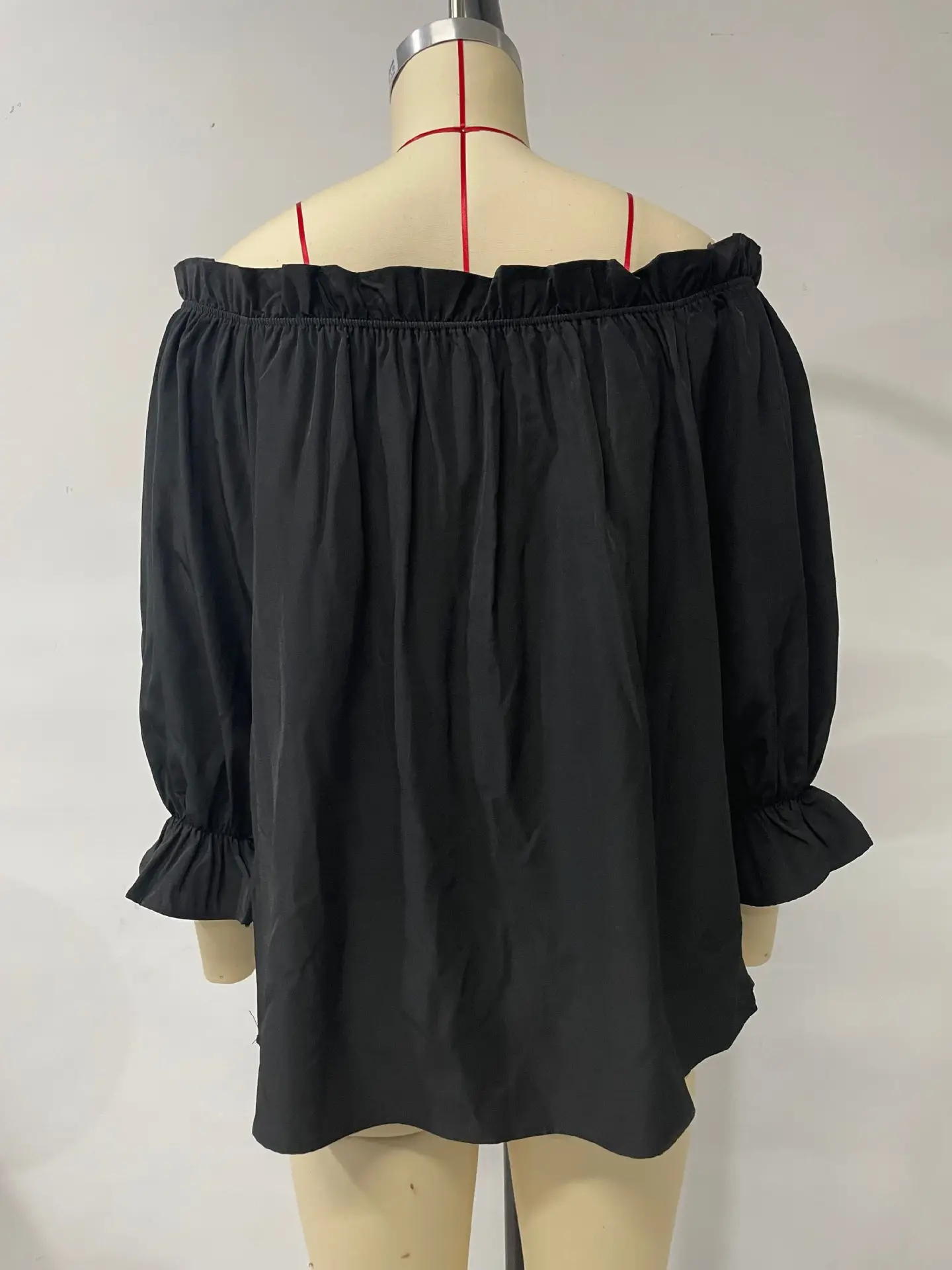 Black Off-Shoulder Chiffon Turtleneck Top for Women — feature 31