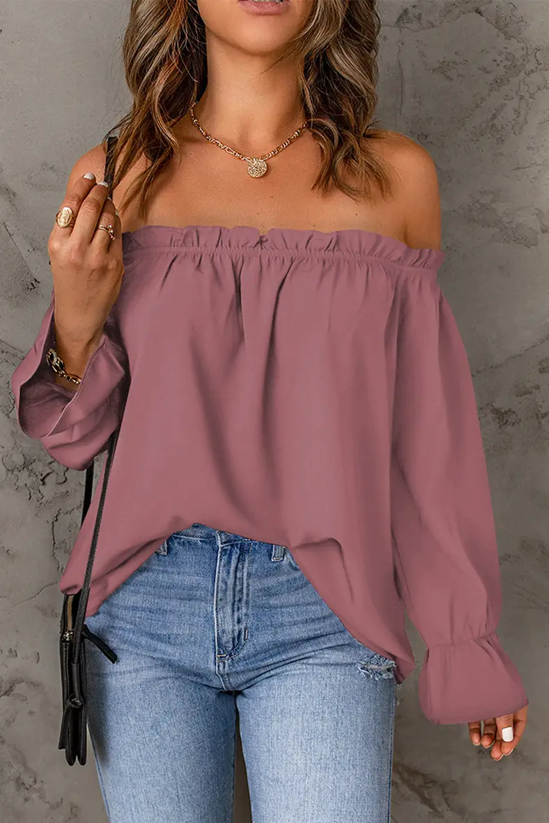 Black Off-Shoulder Chiffon Turtleneck Top for Women — feature 35