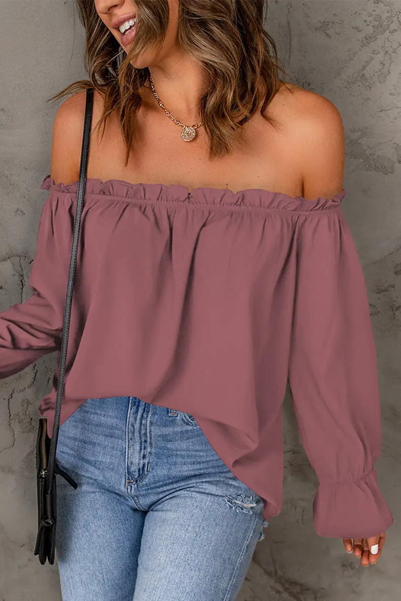 Black Off-Shoulder Chiffon Turtleneck Top for Women — feature 36