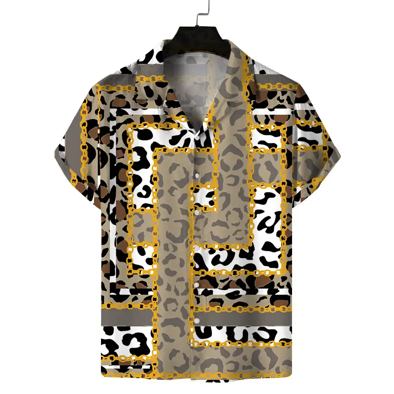 3D Printed Pink Leopard Lapel Shirt for Men - Image 4