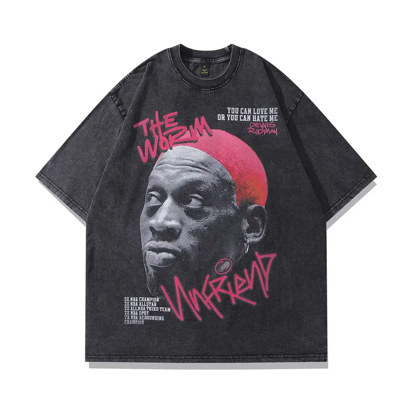 American Street Retro T-Shirt Black Half Sleeve Men