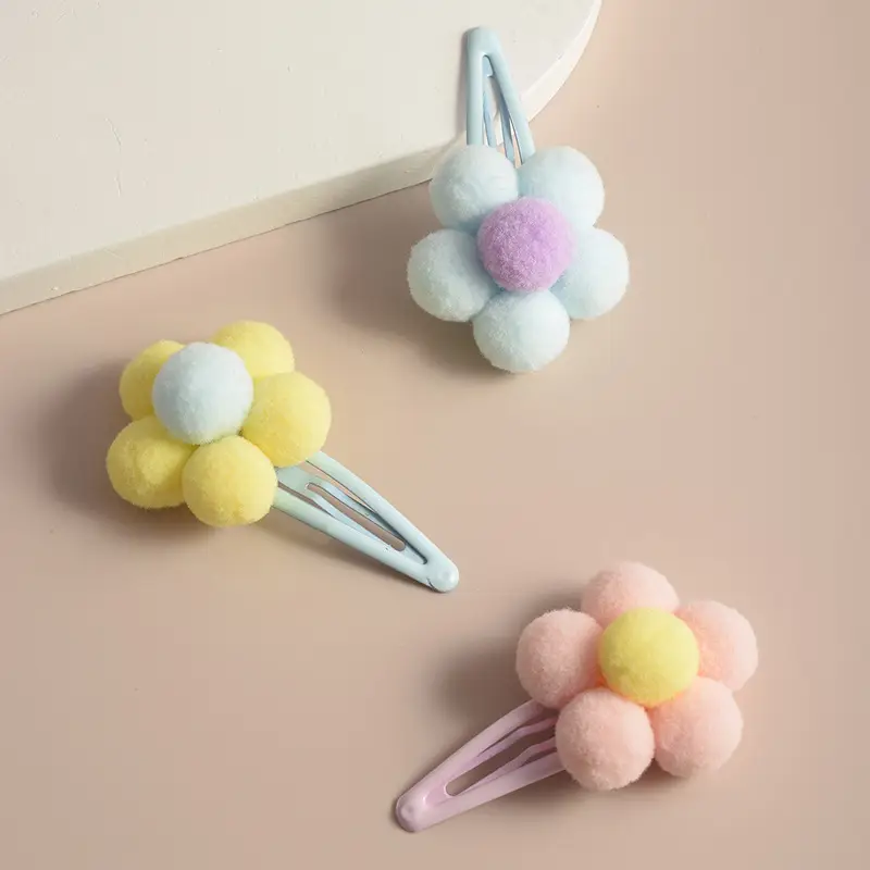 Cute Pom Pom Hair Clips for Girls Korean Style - Image 17