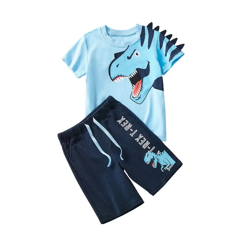 Boy T-Shirt Shorts Set with Elephant Print Brown Sweatpants - Image 6