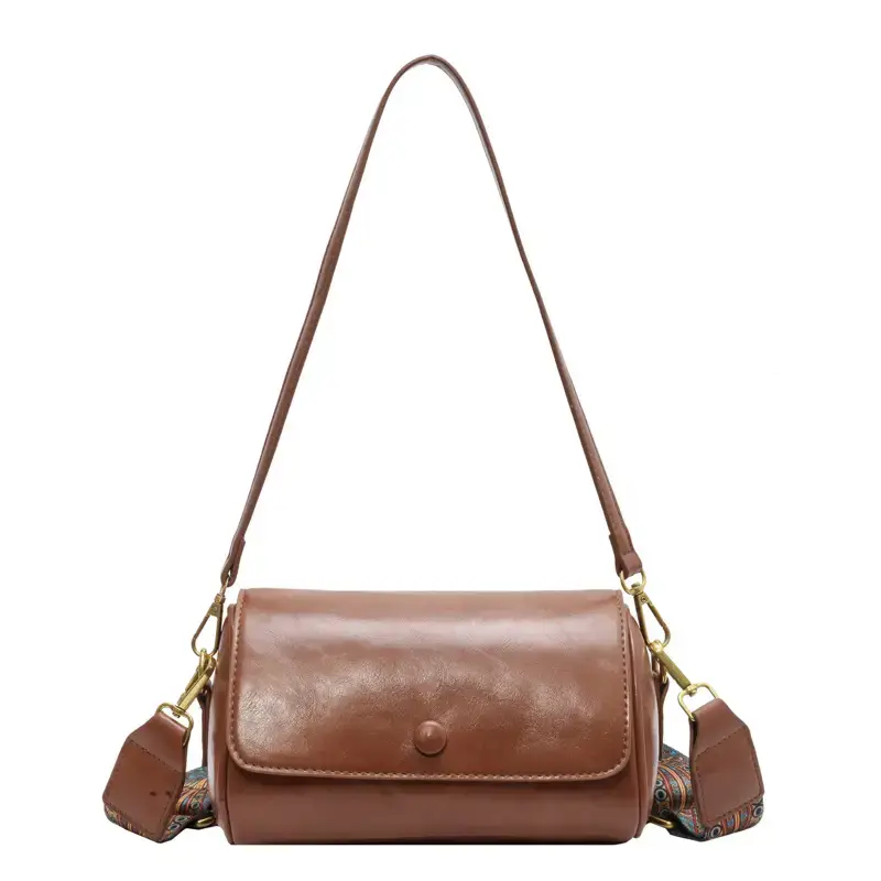Vintage Beige Shoulder Crossbody Bag with Wide Band Strap