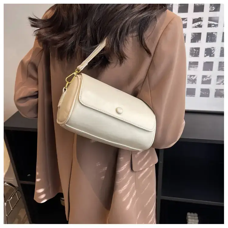 Vintage Beige Shoulder Crossbody Bag with Wide Band Strap — feature 16