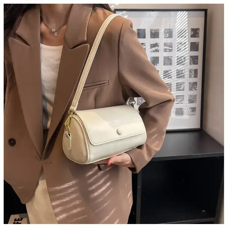Vintage Beige Shoulder Crossbody Bag with Wide Band Strap — feature 17