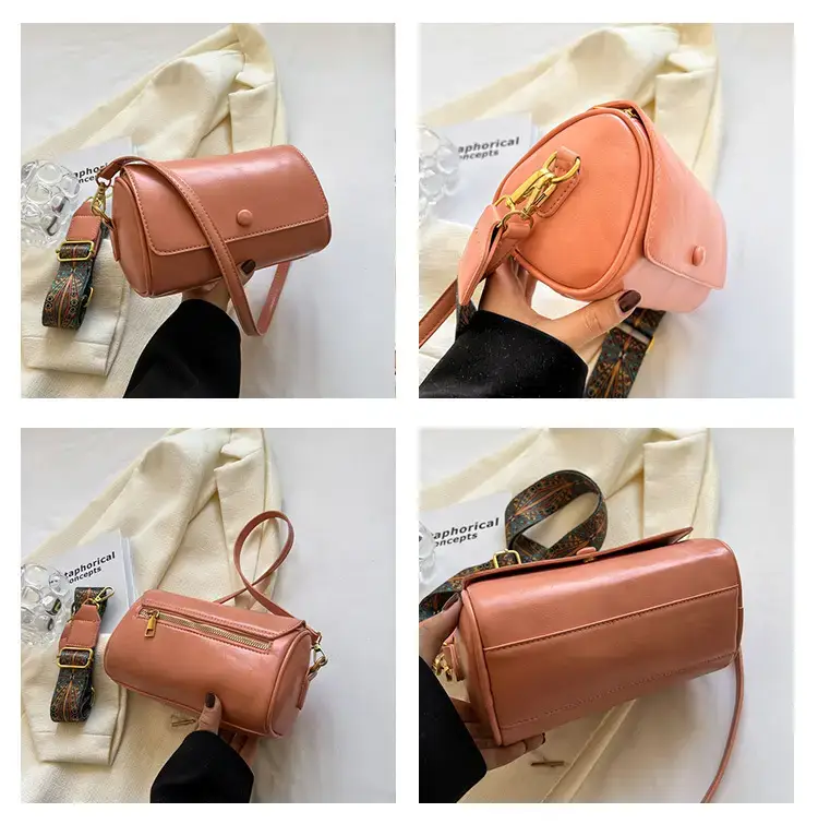 Vintage Beige Shoulder Crossbody Bag with Wide Band Strap — feature 8