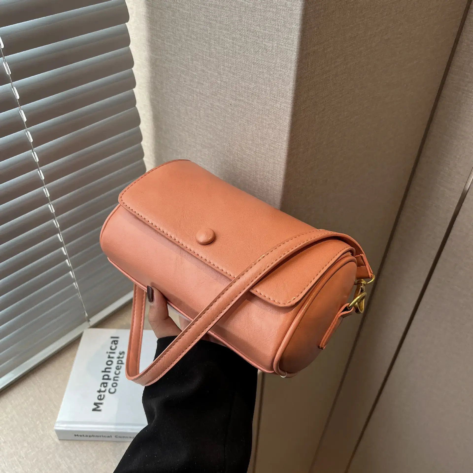 Vintage Beige Shoulder Crossbody Bag with Wide Band Strap