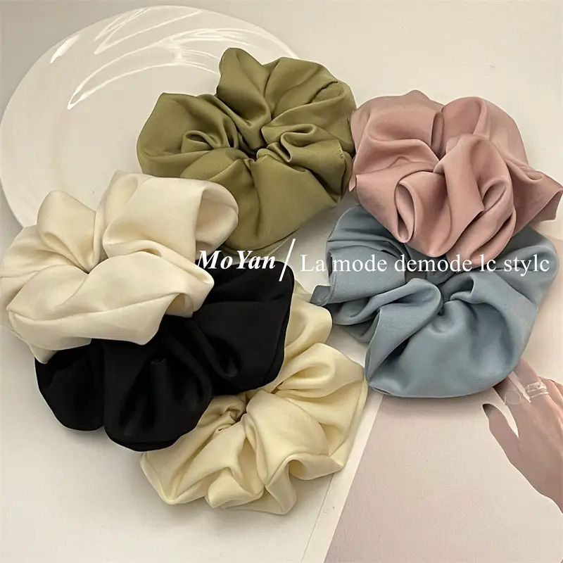 French Satin Bowel Hair Ring Pink Women — feature 12