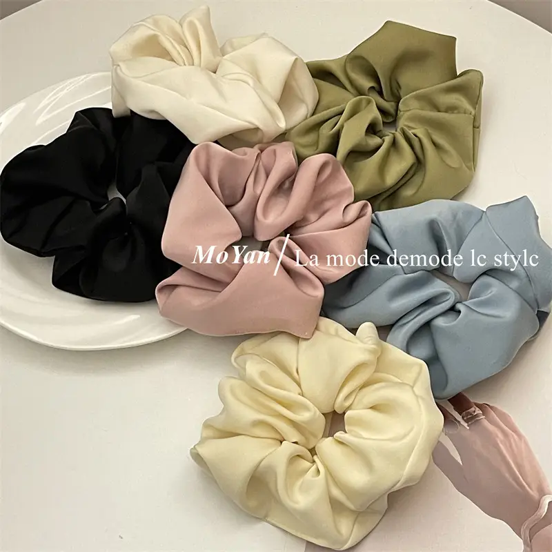 French Satin Bowel Hair Ring Pink Women — feature 5